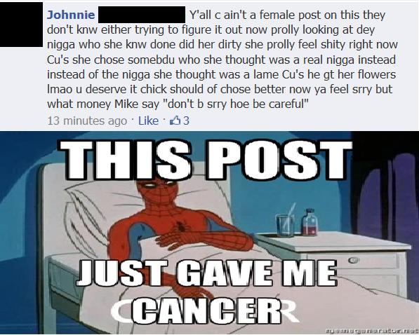 Gave spidey cancer - meme