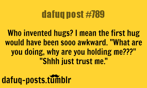 The first hug. The official first moment of awkwardness in history. - meme