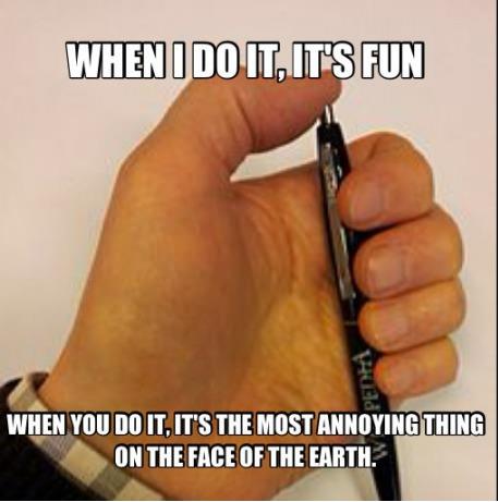The truth about pen clicking. - meme